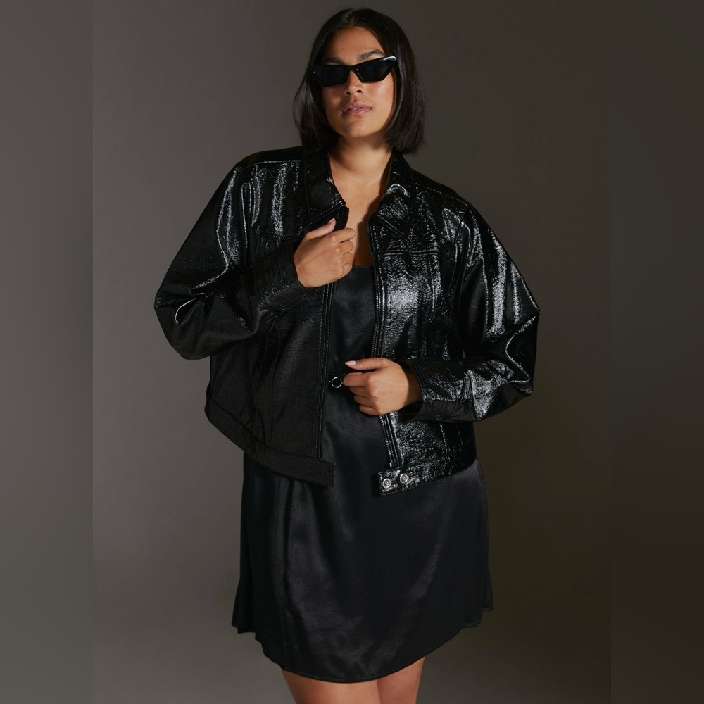 Anthropologie Maeve Crinkle Leather Moto Jacket - Size 2x